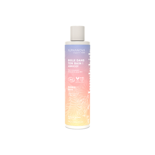 ALPHANOVA KIDS orgaaniline nahka niisutav aprikoosilõhnaline vannivaht lastele Aloe veraga, 250 ml