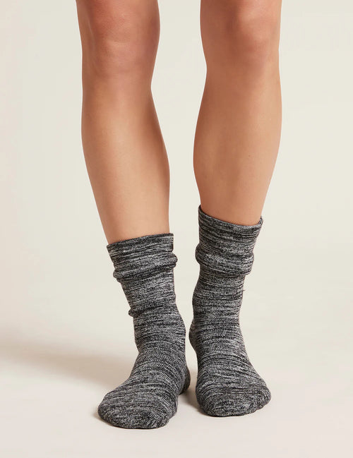 Boody Women's Chunky Bed Socks, black marl