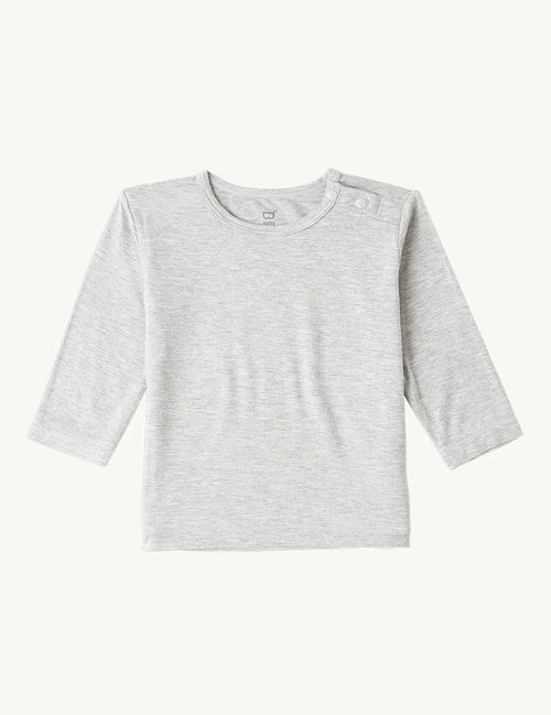 Boody Baby Long Sleeve Top, light grey marl