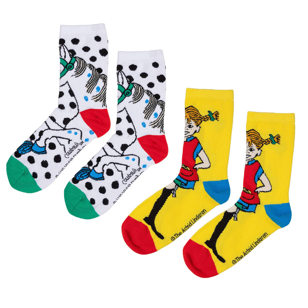 Martinex Pipi Pikksukk sokid 2-pakk, yellow/off-white