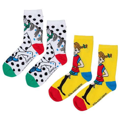 Martinex Pipi Pikksukk sokid 2-pakk, yellow/off-white