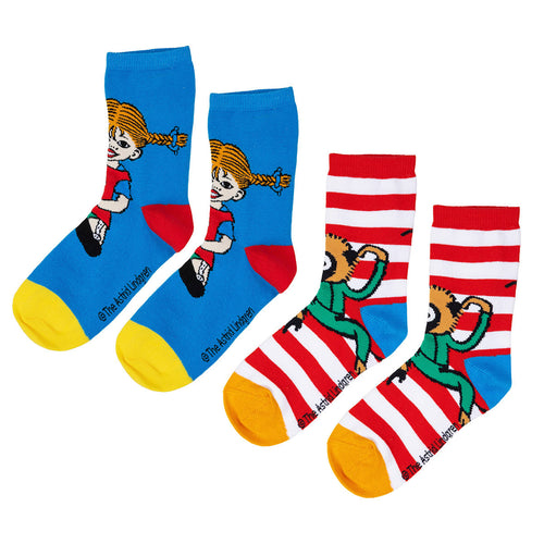 Martinex Pipi Pikksukk sokid 2-pakk, blue/red