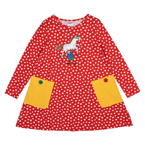 Martinex Pipi Pikksuka punane täpiline kleit, red