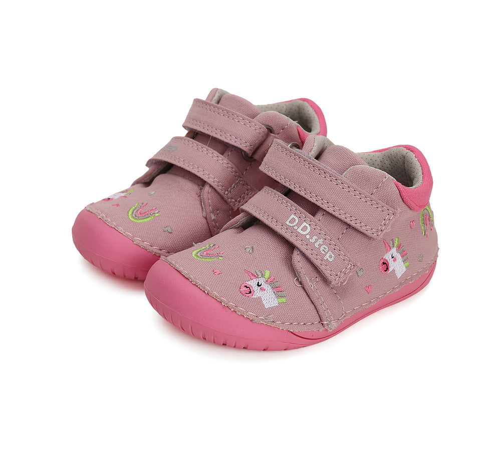 D.D.Step barefoot tekstiilist tossud, Pink- Ükssarvik ja vikerkaar 070