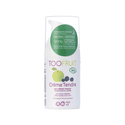 TOOFRUIT Creme Tendre orgaaniline kerge näokreem lastele õuna ja põldmarjaga normaalsele ja rasusele nahale, 30 ml