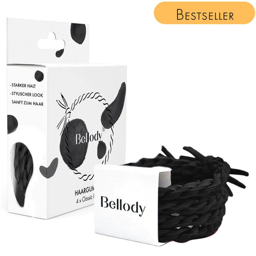 Bellody juuksekummid 4 tk- Classic Black