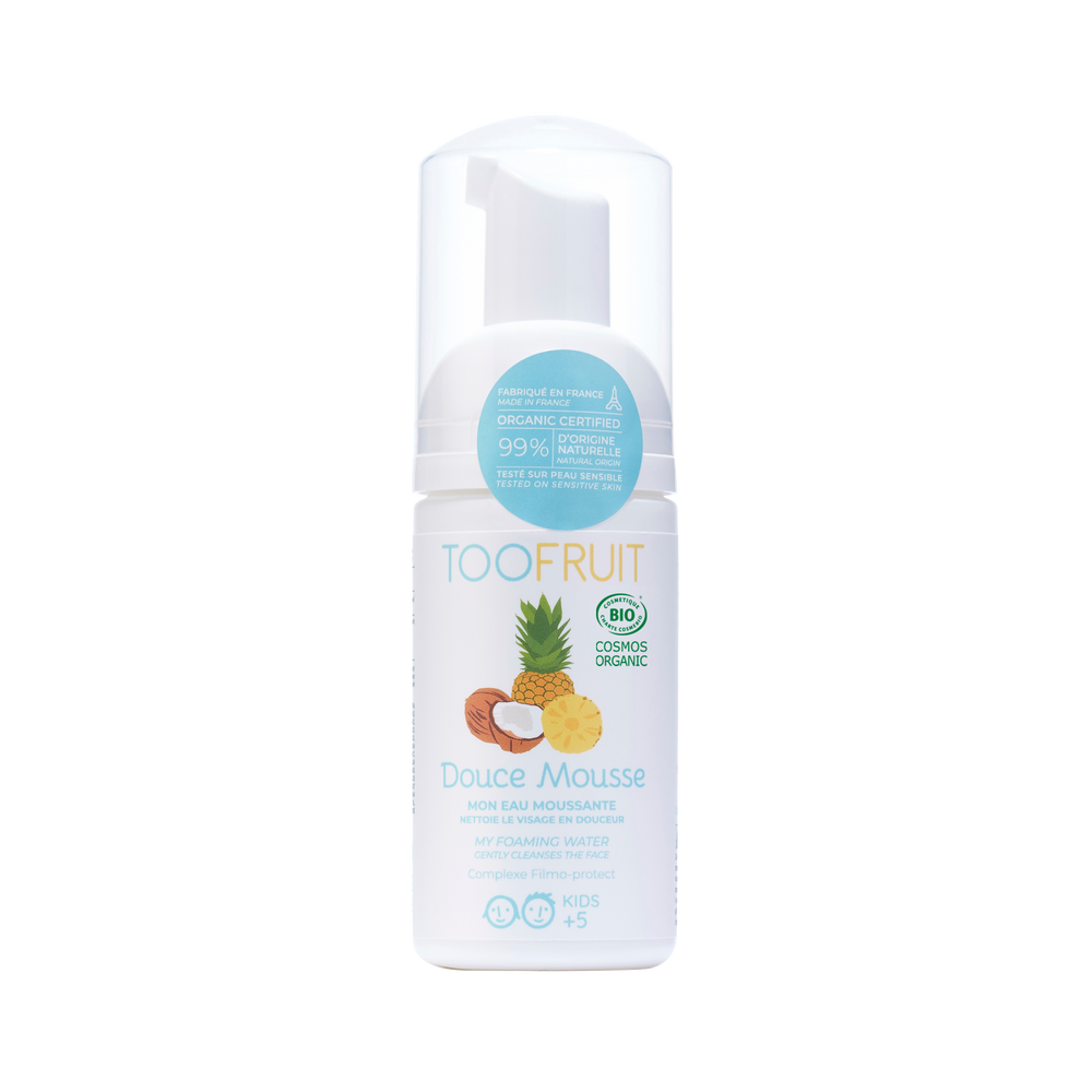 TOOFRUIT Douce Mousse orgaaniline seebivaba näopesuvaht lastele ananassi ja kookosega, 100 ml