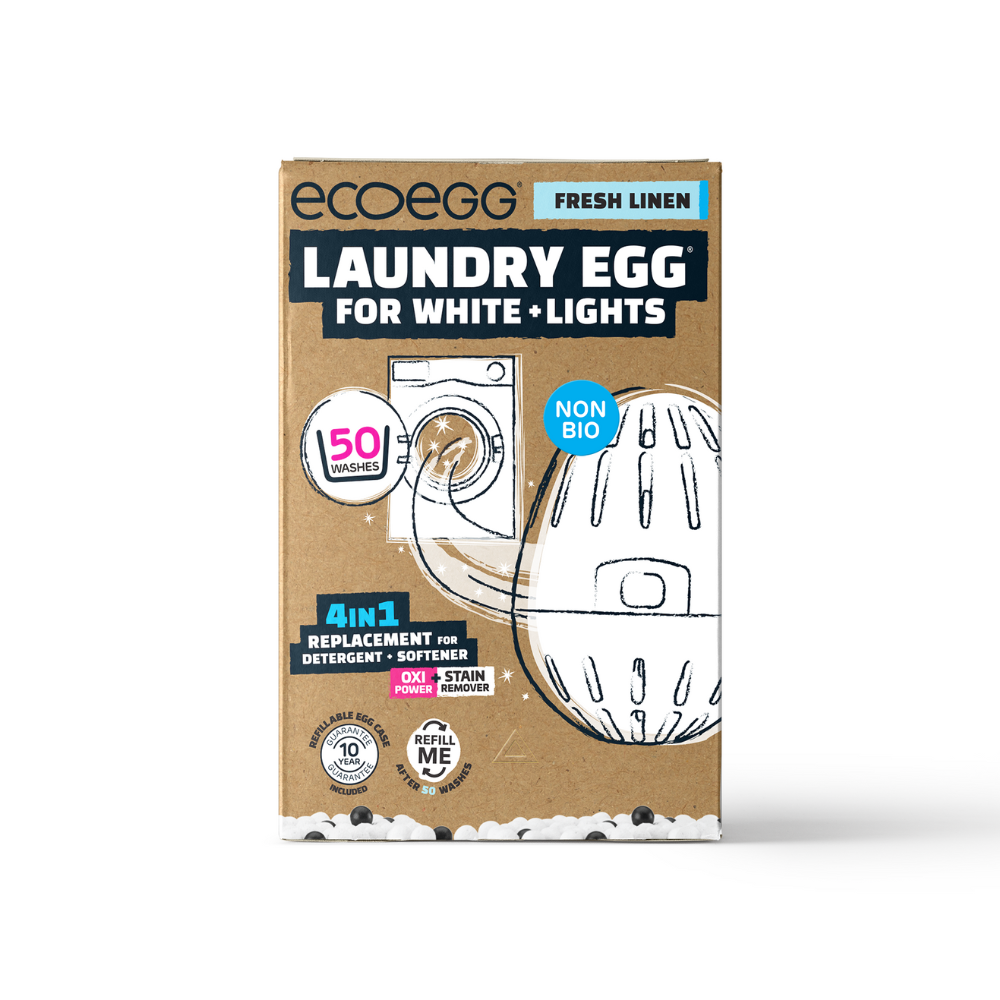 ECOEGG looduslik pesupesemismuna + graanulid VALGELE pesule FRESH LINEN, 50 pesukorda