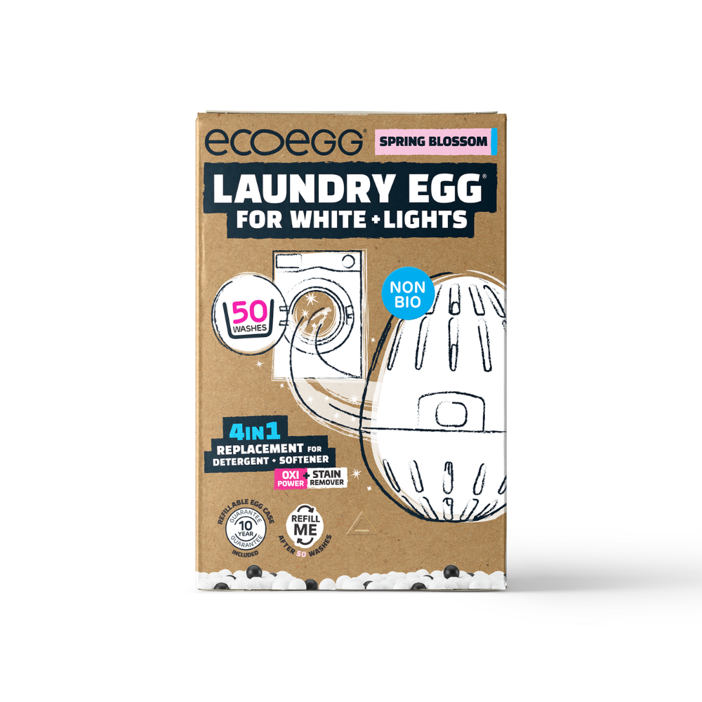 ECOEGG looduslik pesupesemismuna + graanulid VALGELE pesule SPRING BLOSSOM, 50 pesukorda