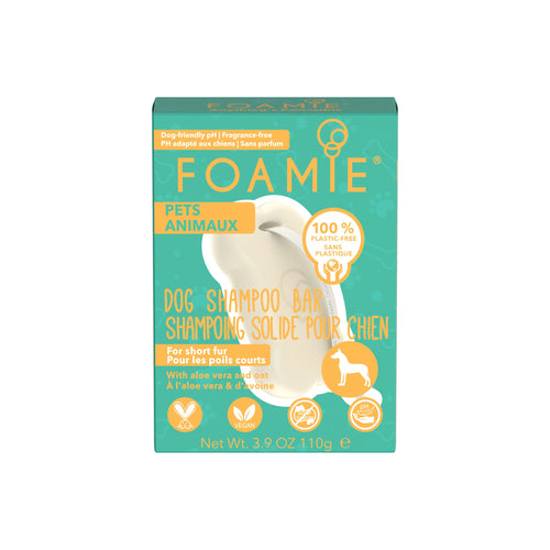 FOAMIE riitsinuseõli, kaera ja aloe veraga tahke šampoon lühikarvalisele koerale, 110 gr
