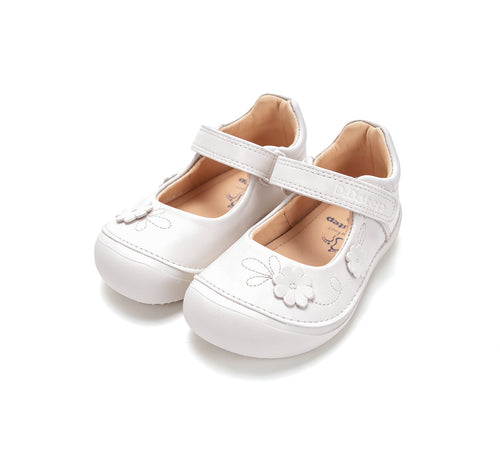 D.D.Step lillekestega nahast sandaalid kooli, white 063