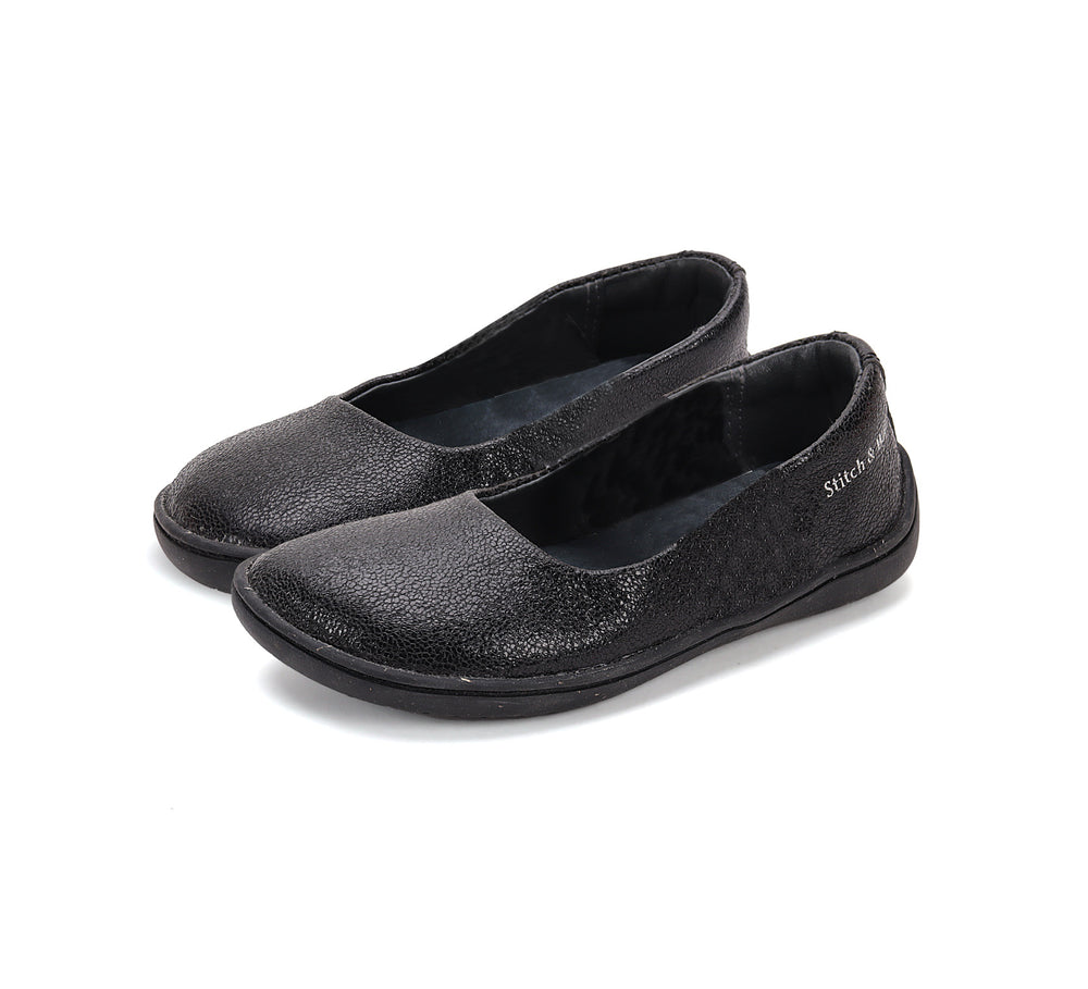 Stitch & Walk nahast baleriinad, black
