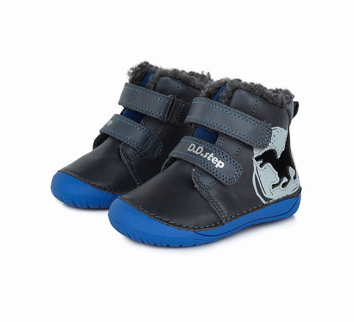 D.D.Step nahast barefoot-saapad, royal blue/dino 070