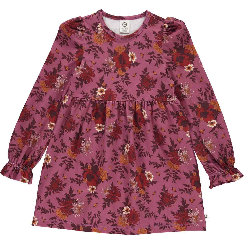 Müsli Bloomy l/s dress, boysenberry/fig/berry red