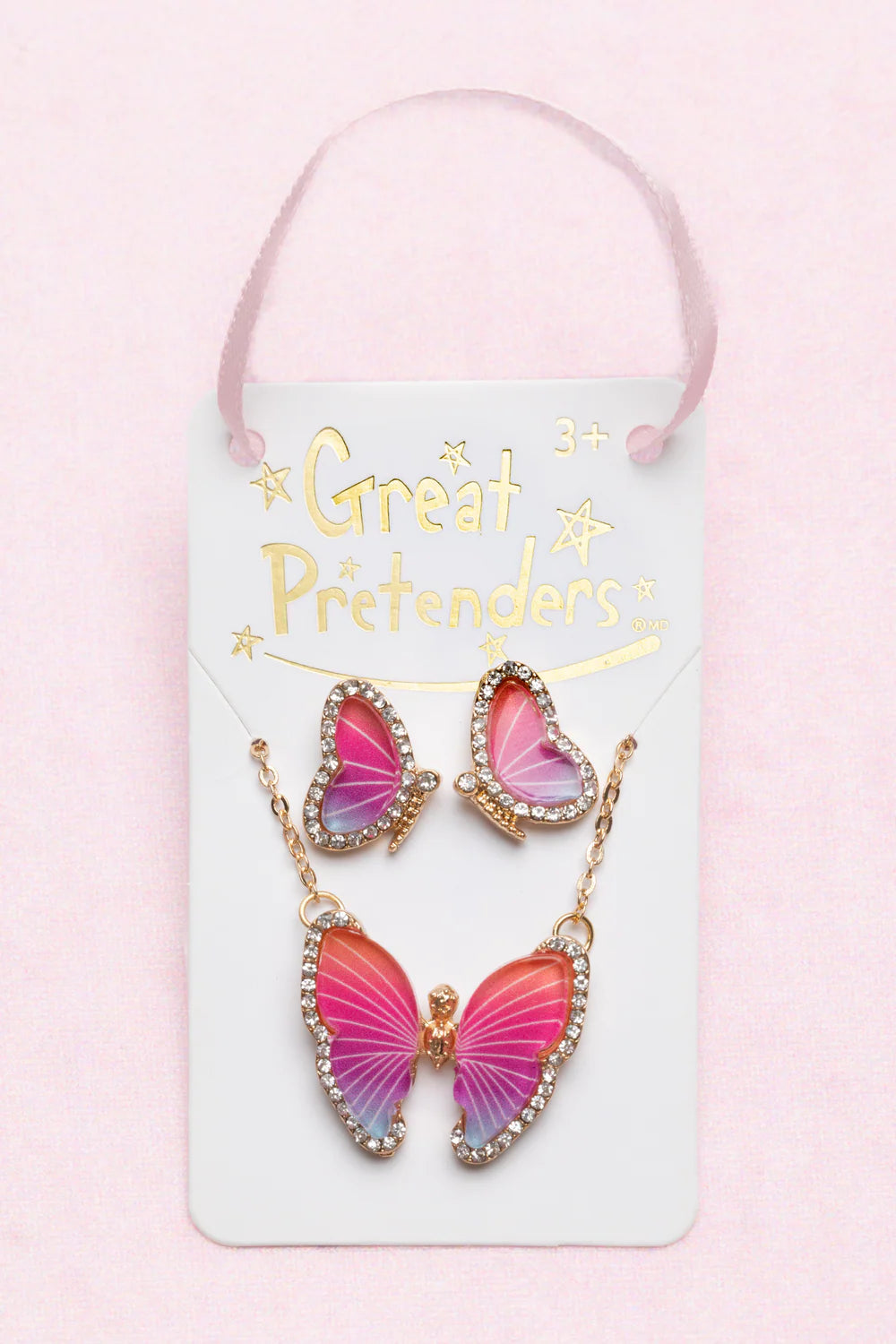 Great Pretenders Boutique Butterfly kaelakee ja kõrvarõngaste komplekt (3-osaline)