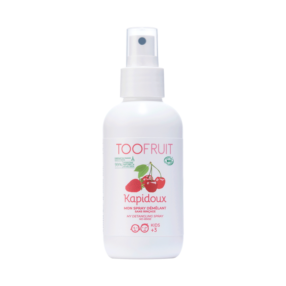 TOOFRUIT orgaaniline kammimist hõlbustav pusasprei lastele maasika-kirsi lõhnaga, 125 ml
