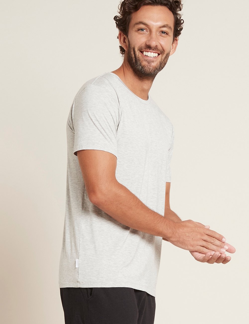 Boody Crew Neck T-Shirt, light grey marl