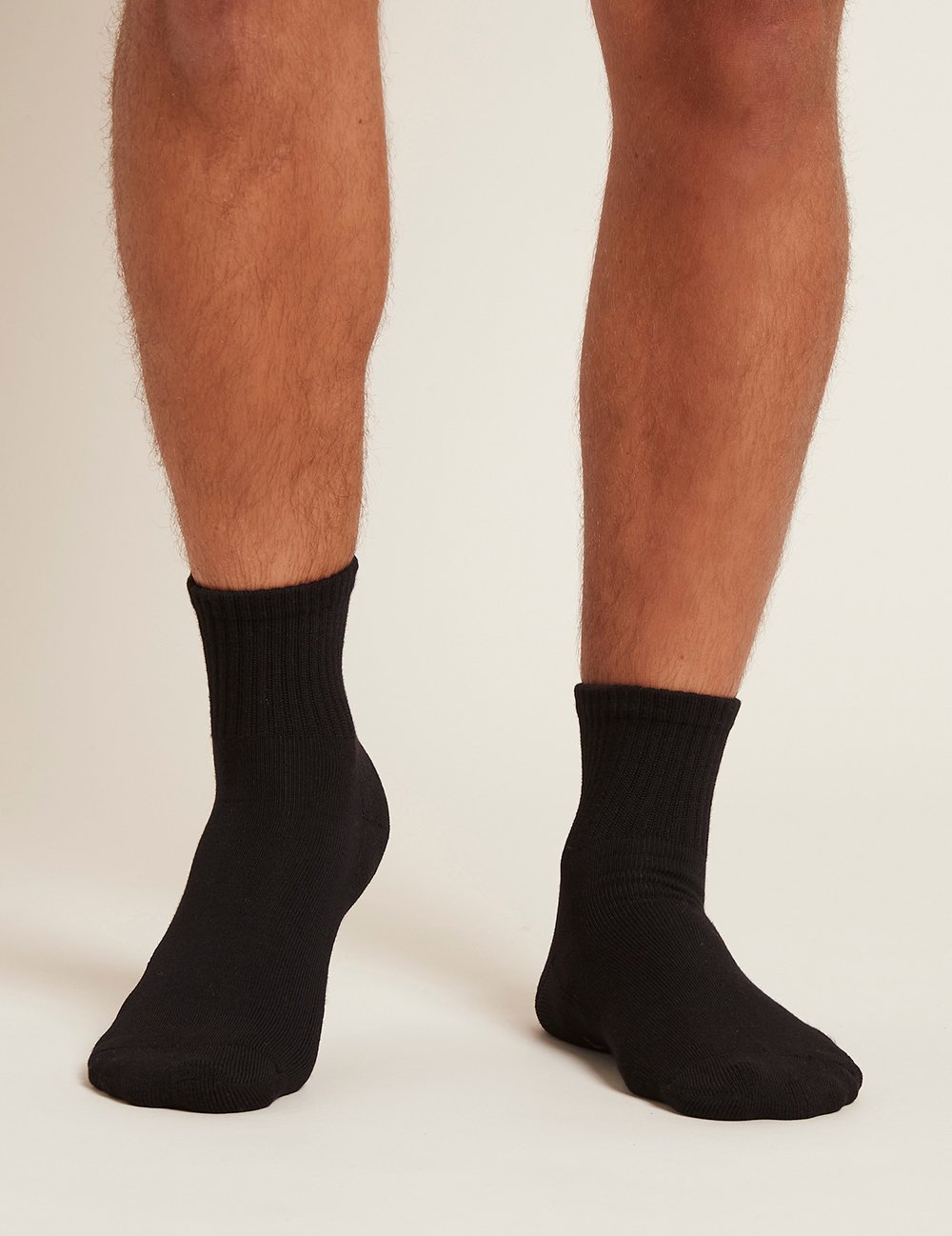 Boody Men's Quarter Crew Sports Sock- Black