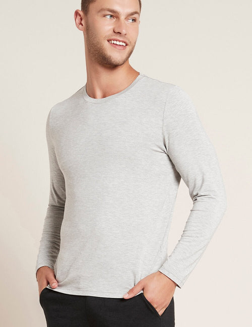 Boody Long Sleeve Crew Neck T-Shirt, lt grey marl