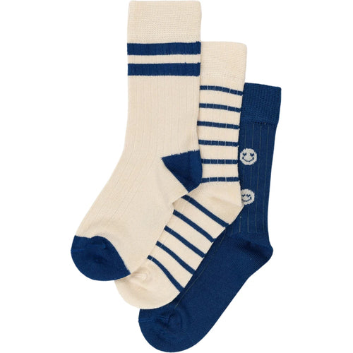 MiniPop® mustriga bambussokkide 3 pakk, Cobalt Mix