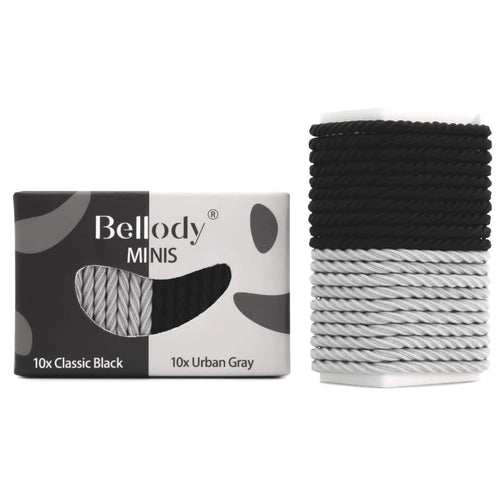 Bellody juuksekummid Minis- Classic Black x10 + Urban Grey x10