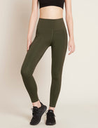 Boody Motivate Full-Length High-Waist Tights, dark olive