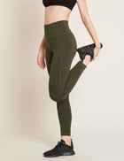 Boody Motivate Full-Length High-Waist Tights, dark olive