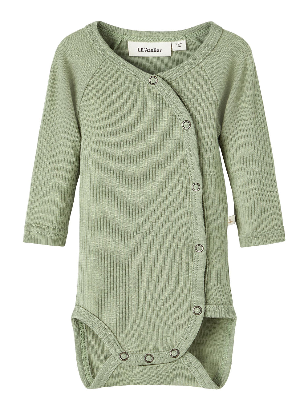Lil Atelier FABLE meriinovillane body, Oil Green Melange