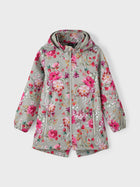 Name It Alfa FLORAL softshell pikem jope tüdrukutele, forest fog