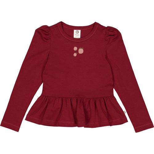 Müsli Apple print l/s T, cabernet