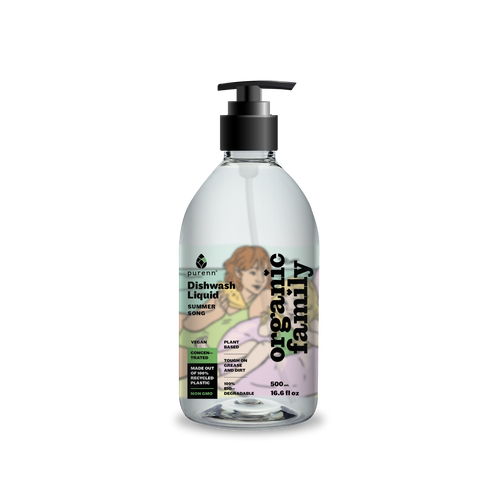 PURENN 100% biolagunev ja looduslik laimilõhnaline puuviljade ja nõudepesuvahend Summer Song, 500 ml