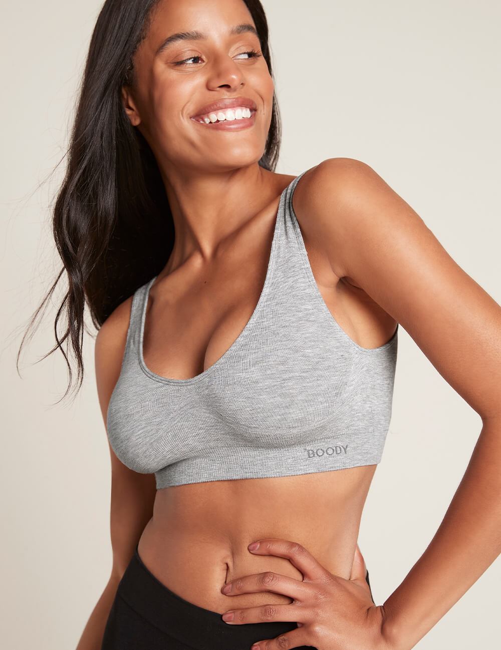 Boody rinnahoidja Padded Shaper Crop Bra, light grey marl
