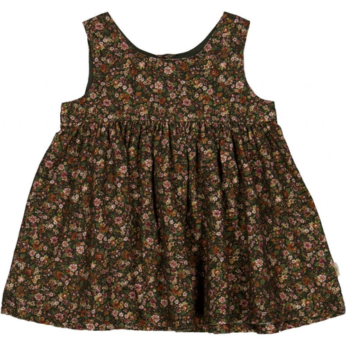 Wheat Pinafore Wrinkles kleit baby, dark army flowers