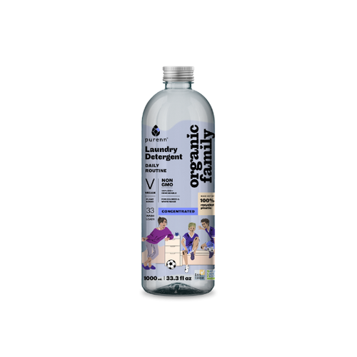 PURENN 100% biolagunev ja looduslik kontsentreeritud riidepesugeel lavendli ja maasika ekstraktiga Daily Routine, 1000 ml