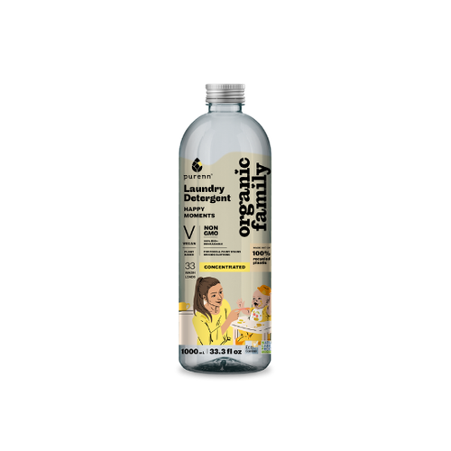 PURENN 100% biolagunev ja looduslik kontsentreeritud kummeliekstraktiga riidepesugeel laste riietele Happy Moments, 1000 ml