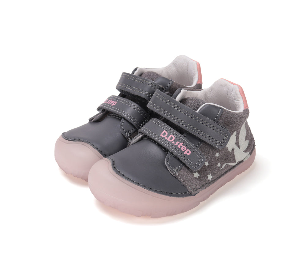 D.D.Step helendava talla ja embleemiga nahast tossud, dark gery/haldjas 073