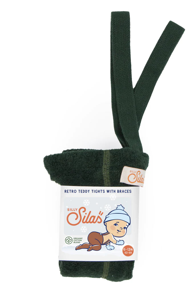 Silly Silas Teddy traksidega retro soojad sukkpüksid, dark forest green