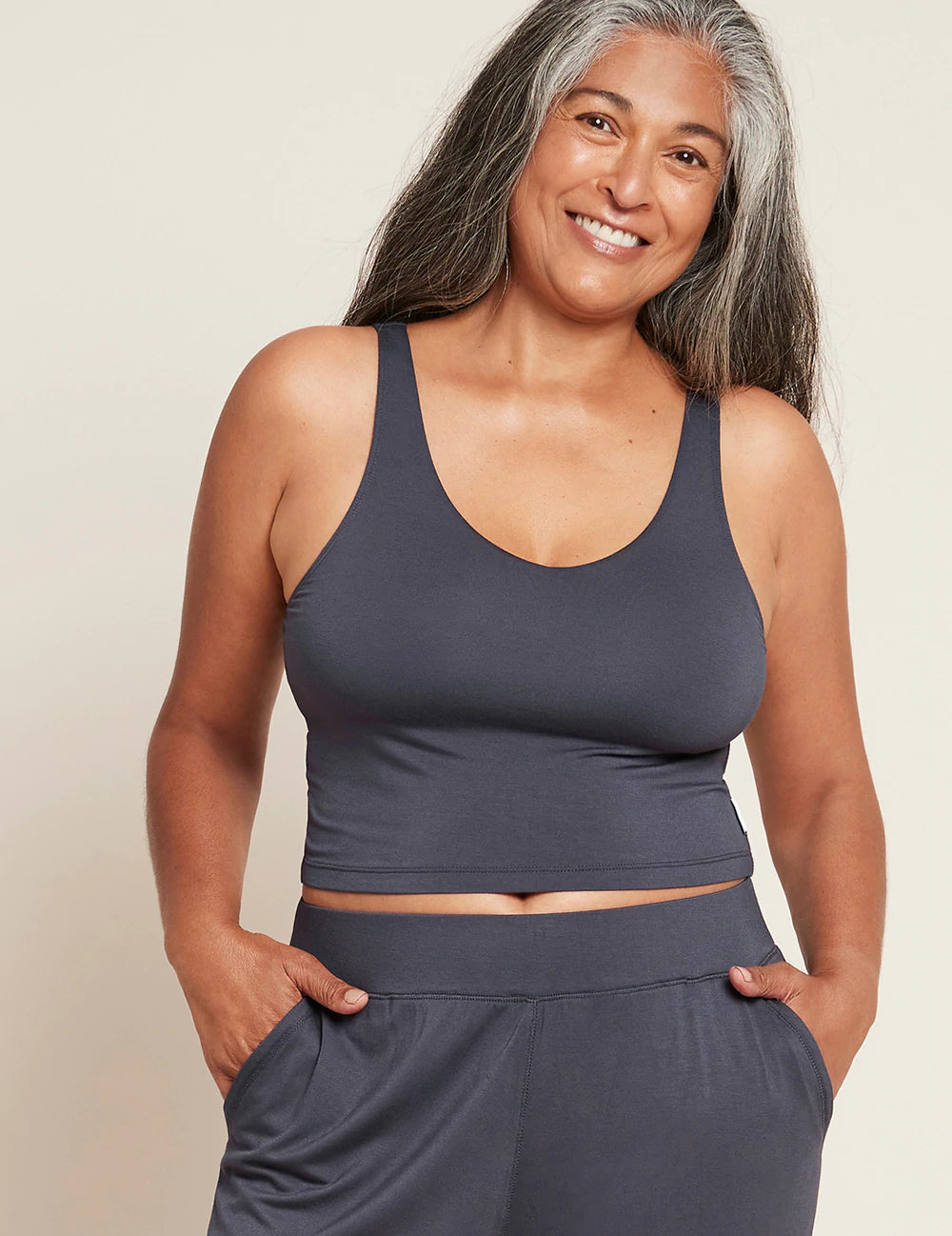 Boody Shelf Bra Crop Top, storm