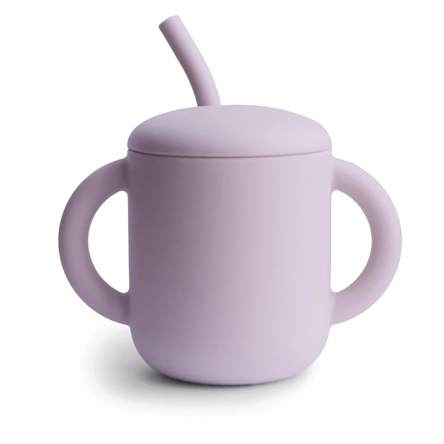 Mushie Harjutustass kõrrega- Soft Lilac