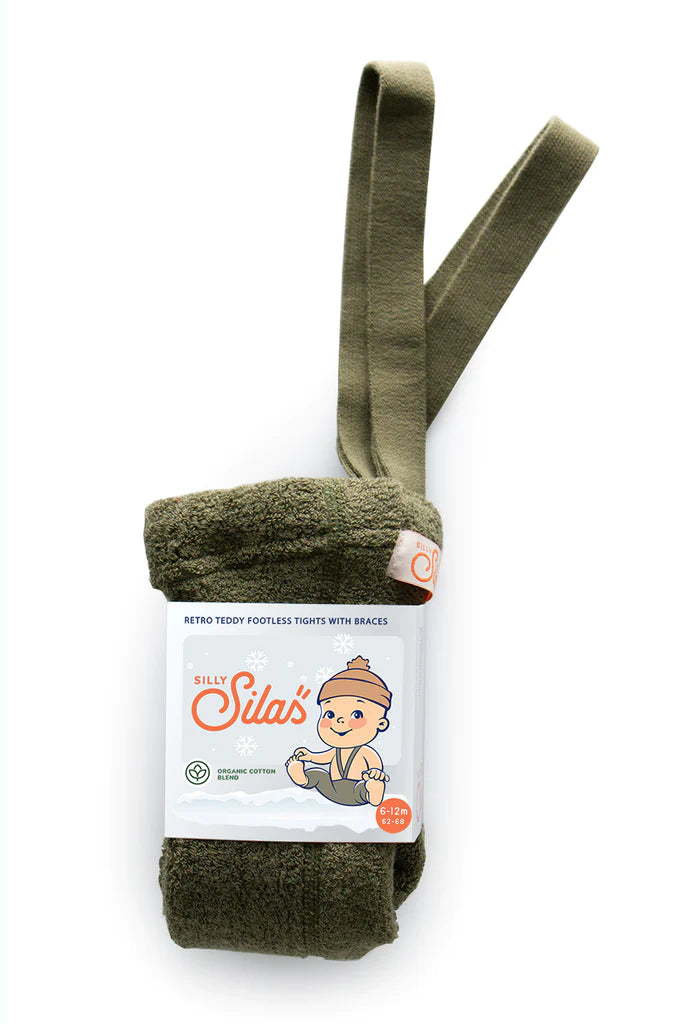 Silly Silas Teddy traksidega retro soojad retuusid, olive