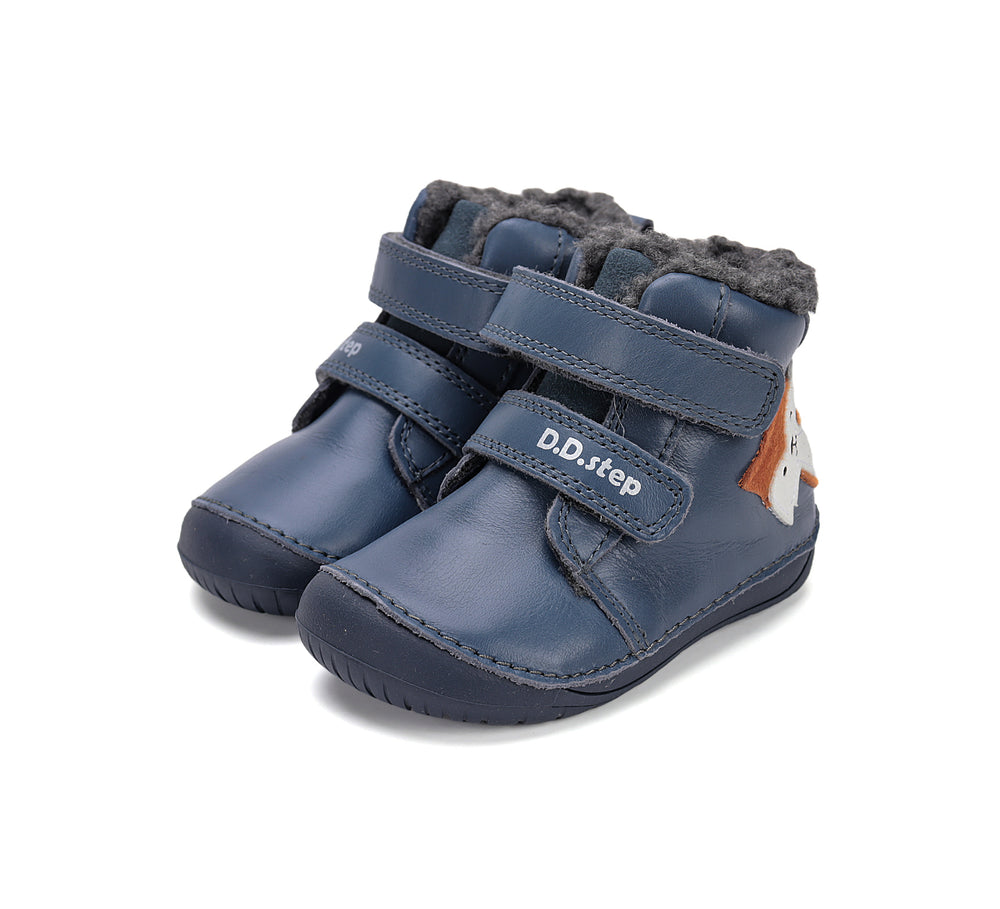 D.D.Step nahast barefoot-saapad, bermuda blue/rebane