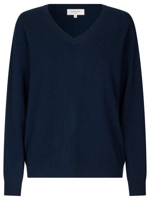 Rosemunde 100% kašmiirist V-kaelusega kampsun, midnight navy