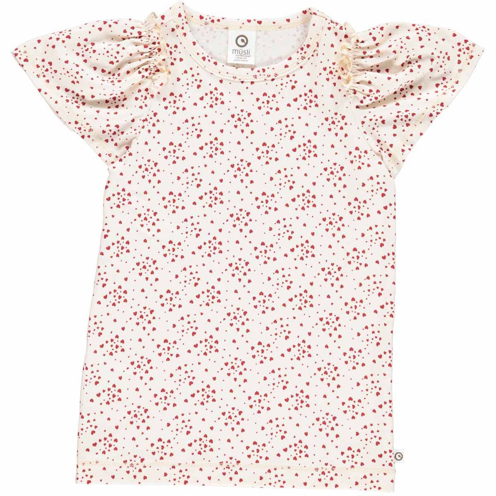 Müsli Love butterfly s/s T, buttercream/berry red