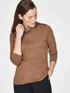 Thought orgaanilisest puuvillast kõrge kaelusega pluus Claudia, Toffee Brown