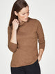 Thought orgaanilisest puuvillast kõrge kaelusega pluus Claudia, Toffee Brown