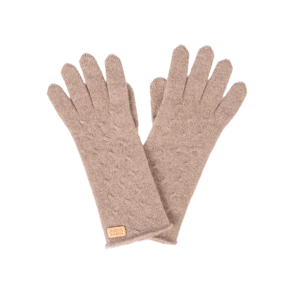 Van De Steppe Wavy knit 100% kašmiirist sõrmikud naistele, Sand