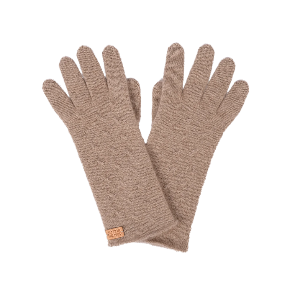 Van De Steppe Wavy knit 100% kašmiirist sõrmikud naistele, Taupe