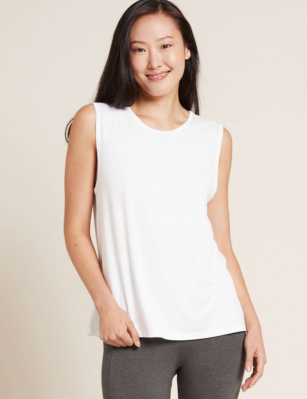 Boody Women's Active Muscle Tank Top, white