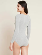 Boody Long Sleeve Bodysuit, light grey marl