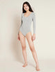 Boody Long Sleeve Bodysuit, light grey marl